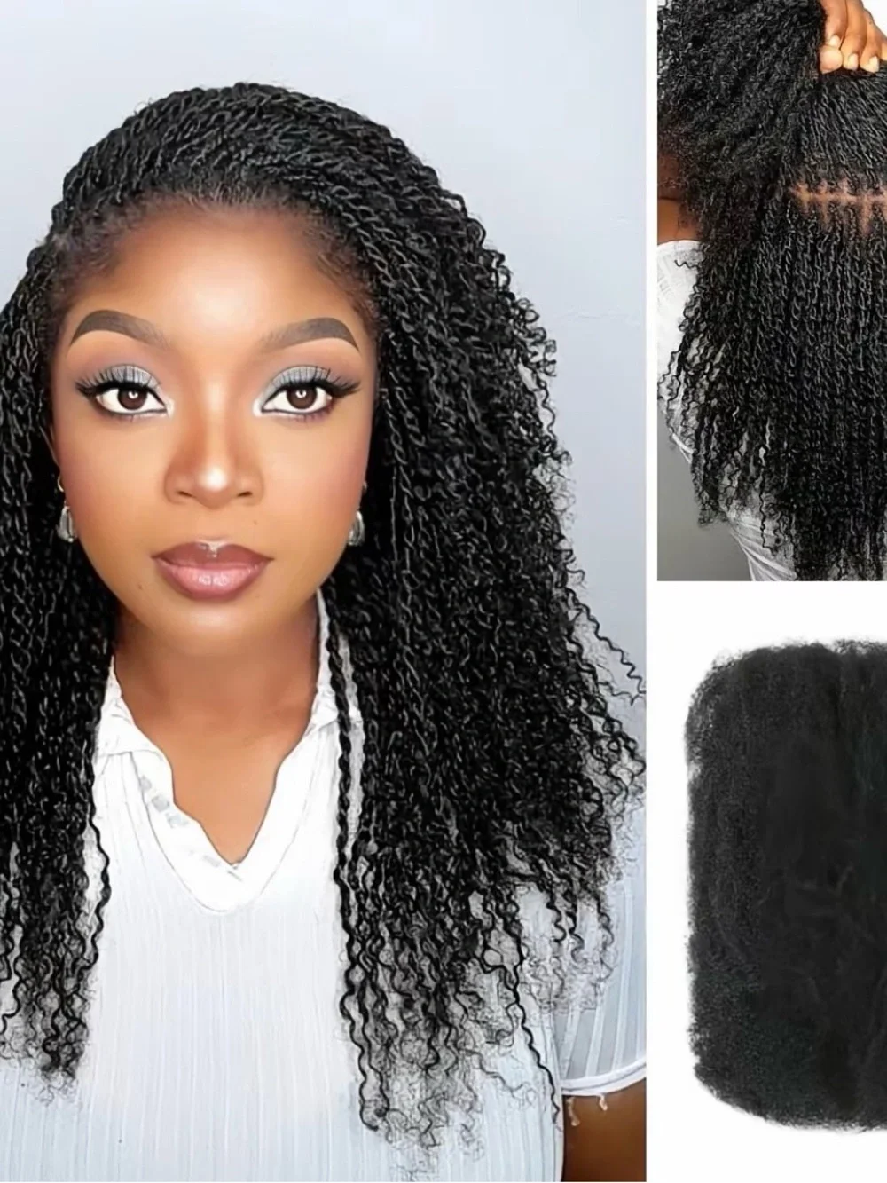 QVR Natural Black Afro Kinky Bulk Hair Extensions For Braiding Human Hair 4pack